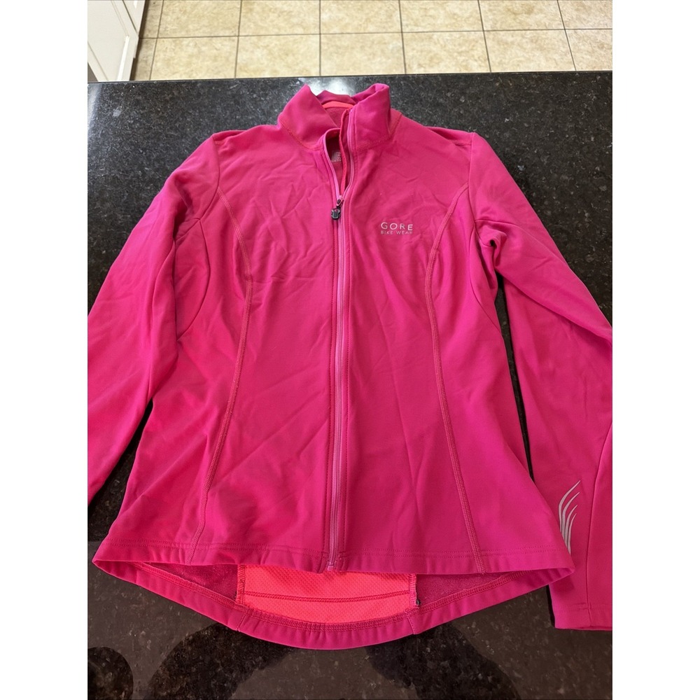 Gore Bike Wear Jacket Women Large‎ Pink Full Zip Long Sleeve Performance Stretch